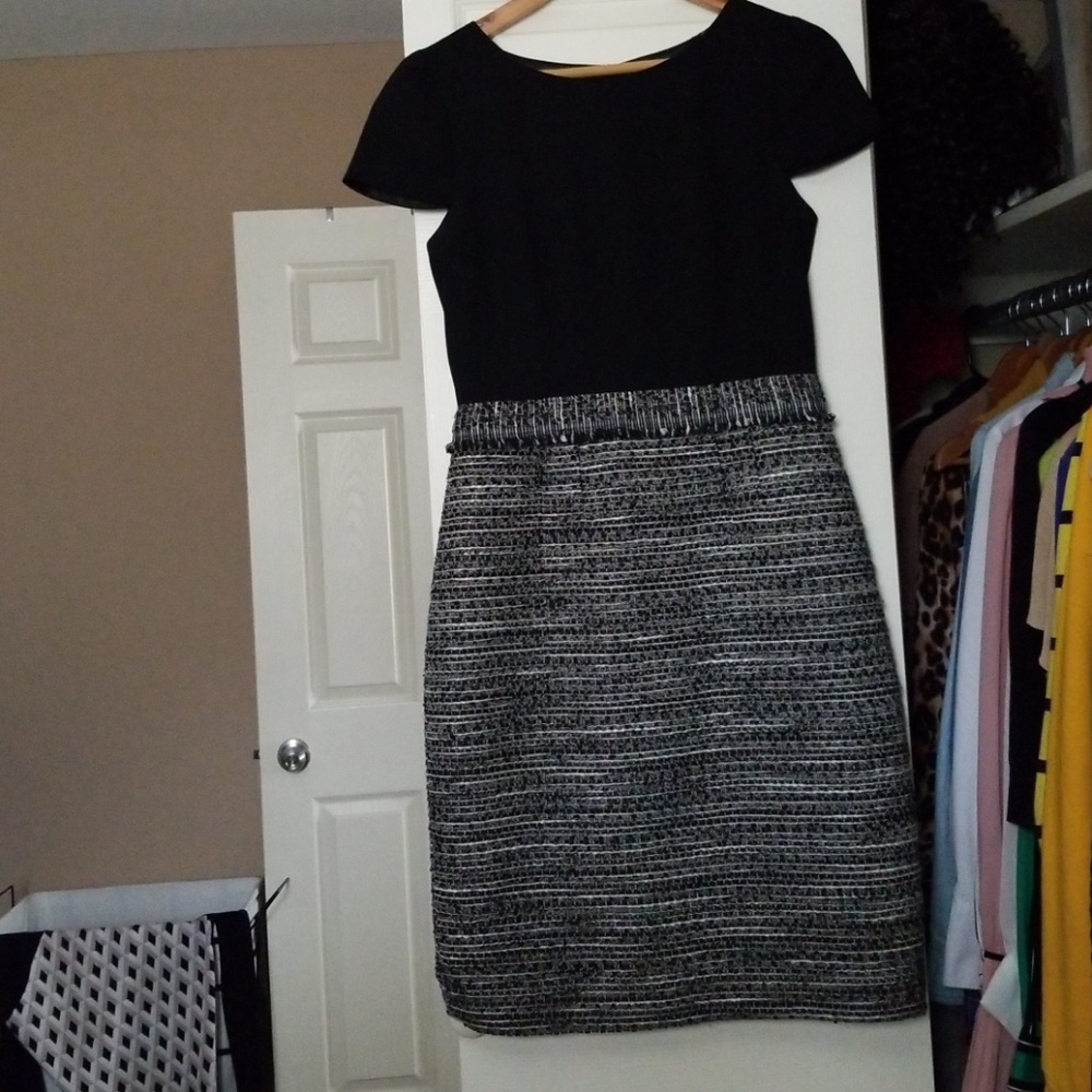 Tahari Wool-Blend Mid-Knee Cap Sleeve Dress